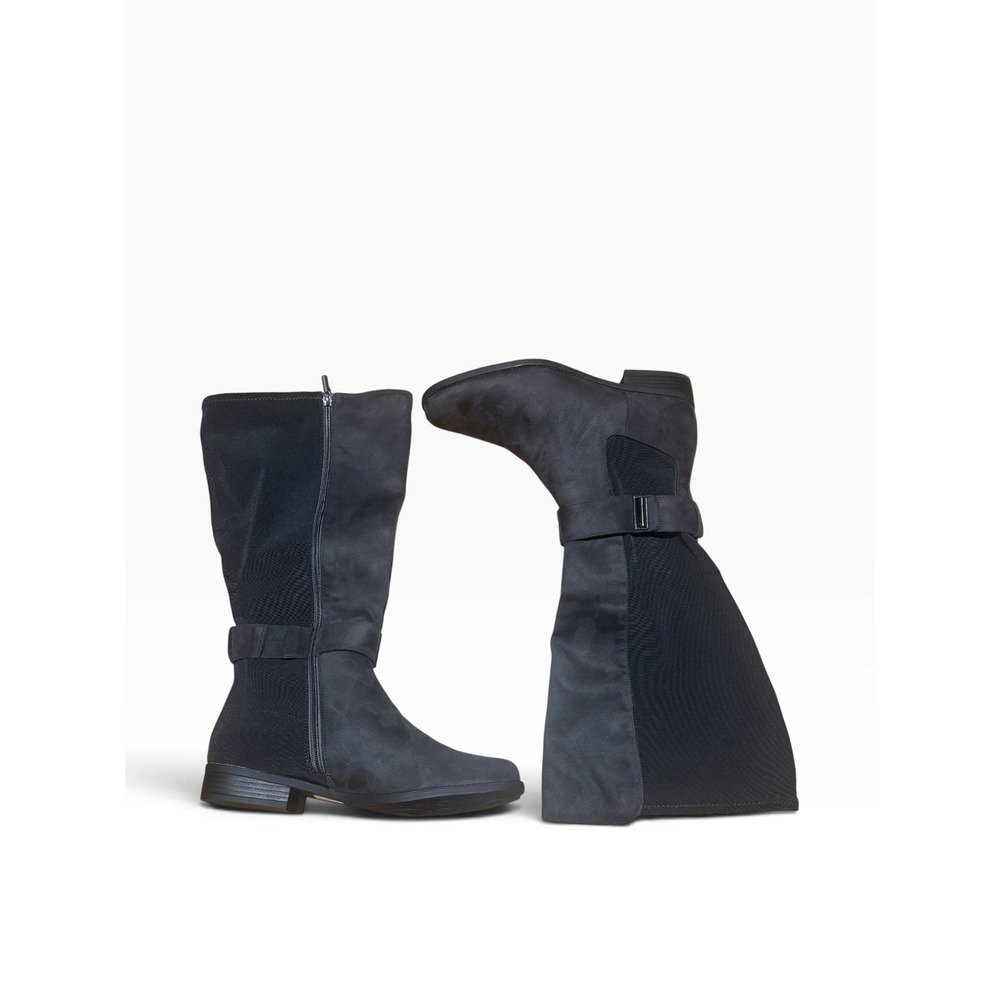 Lane Bryant Equestrian Knee High Boot Gore Back With Ankle Strap Size 10 Gray